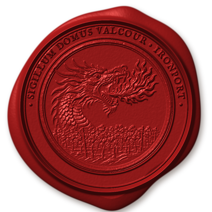 Wax impression of the seal of House Valcour